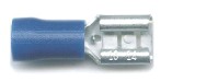 Push-on females 6.3mm, for cable size 1.5mm-2.5mm, in blue
