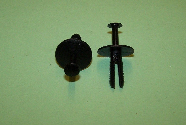 Push rivet, matt, head diameter 20.2mm, pin head diameter 8.0mm, panel hole 7.0mm, length  19.0mm, in black. Vauxhall and general application.