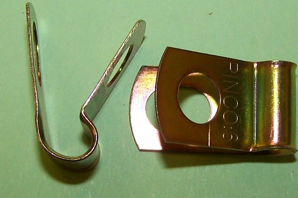P'-Clip in zinc plated steel, 6.3mm x 8.5mm hole dia. General application.