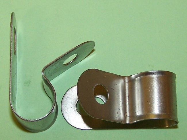 P'-Clip in stainless steel, 12.7mm x 6.0mm hole dia. General application.