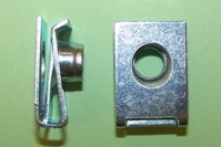 M8 Cal nut retainer. Length 24.6mm, width 16.8mm and panel range 0.6-3.0mm. General application.