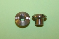 M5 Twin Nut; raised, countersunk, slotted in stainless steel. Webasto sunroof, and general application.