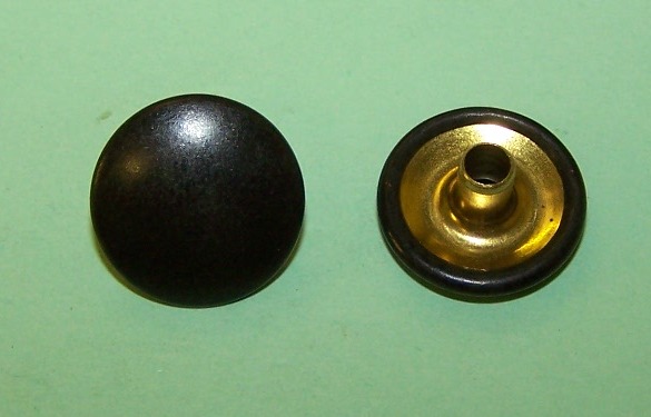 Durable Dot button, head size 15.0mm in Ebanol black.  General application.