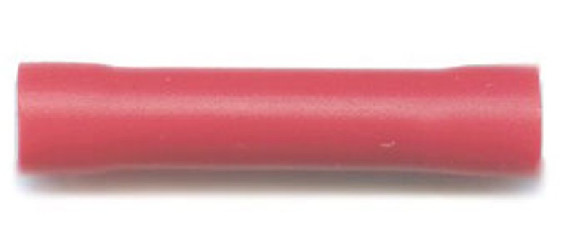 Butt connectors 3.3mm outside diameter, for cable size 0.5mm-1.5mm, in red