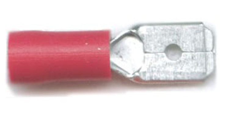 Push-on males 6.3mm, for cable size 0.5mm-1.5mm, in red