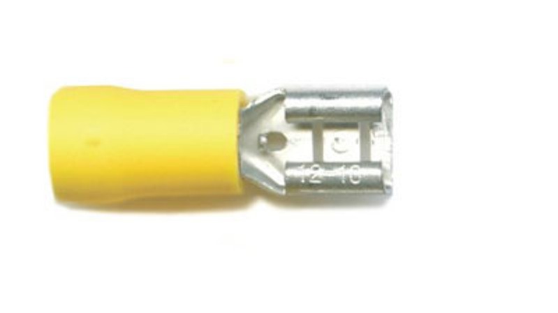 Push-on females 6.3mm, for cable size 4mm-6mm, in yellow
