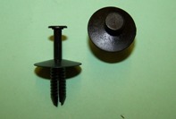 Push rivet, matt, head diameter 20.0mm, pin head diameter 8.0mm, panel hole 6.5mm, length 17.0mm, in black.  BMW and general application.