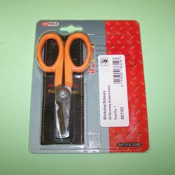 Workshop Utility Scissors with Wire Cutters.  Stainless steel blades.  Ergonomic plastic handles.  Supplied with belt storage pouch.  Length 140mm.