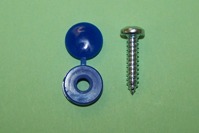 Number Plate Screws-Self-tappers with hinged blue plastic caps